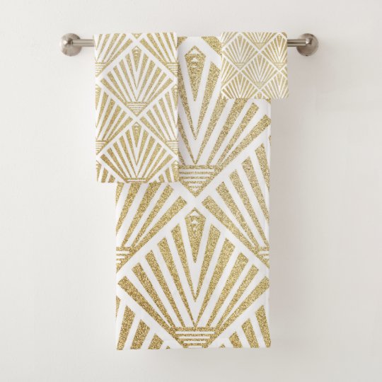 Elegant golden diamond palm art deco design bath towel set | Zazzle.com