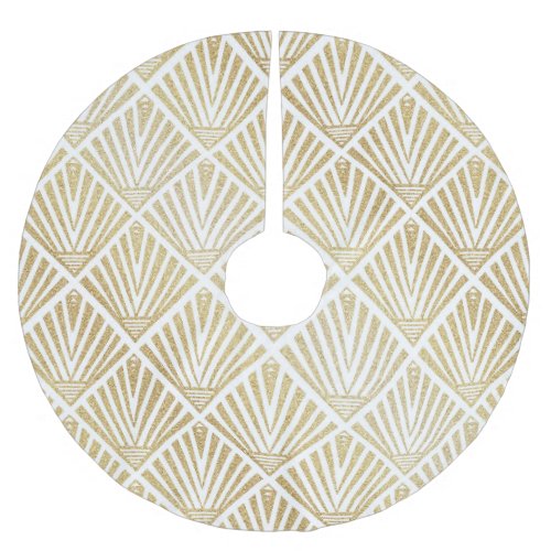 Elegant golden diamond palm art deco design brushed polyester tree skirt