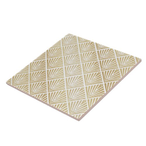Elegant golden diamond palm art deco design ceramic tile