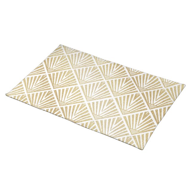 Elegant golden diamond palm art deco design cloth placemat (On Table)