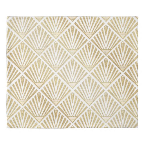 Elegant golden diamond palm art deco design duvet cover