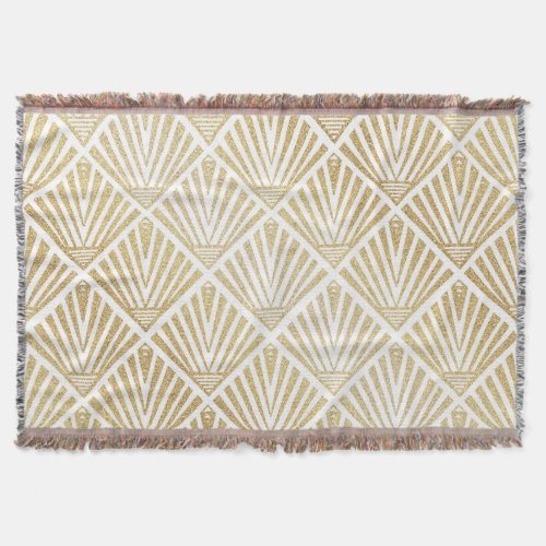 Elegant golden diamond palm art deco design throw blanket