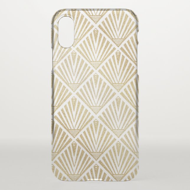 Elegant golden diamond palm art deco design uncommon iPhone case (Back)