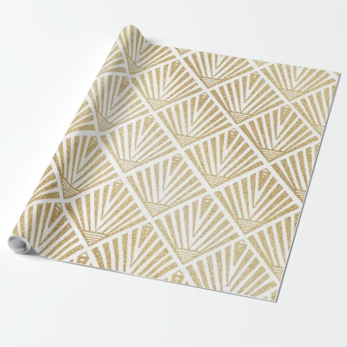 Elegant golden diamond palm art deco design wrapping paper