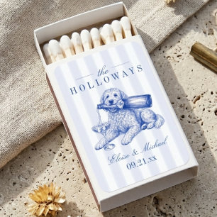 Elegant Golden Doodle Chinoiserie Wedding  Matchboxes