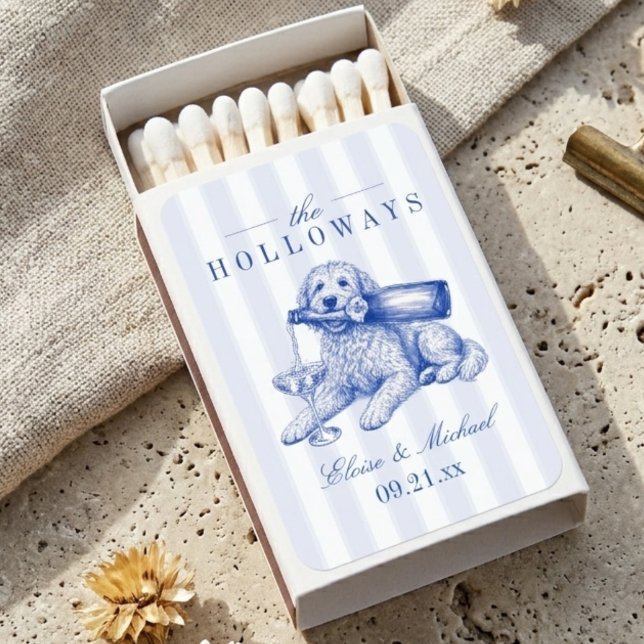 Elegant Golden Doodle Chinoiserie Wedding  Matchboxes (Elegant Golden Doodle Chinoiserie Wedding Matchboxes)