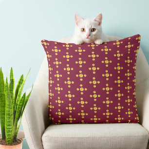 Elegant golden dots on burgundy red throw pillow