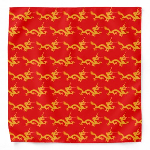 Elegant golden dragon pattern on red bandana