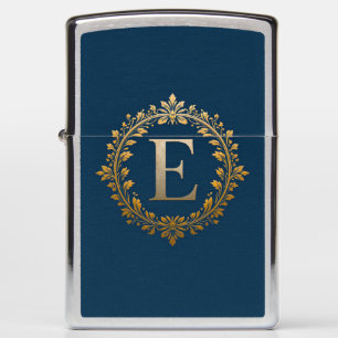 Elegant Golden E Letter Monogram Zippo Lighter