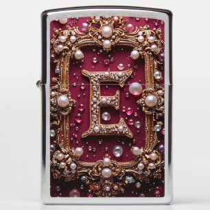 Elegant Golden E Letter Monogram Zippo Lighter