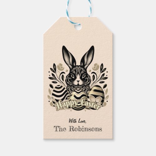 Elegant Golden Eggs Easter Bunny Holiday Postcard Gift Tags