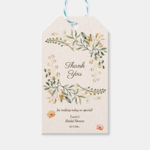 Elegant Golden Fall flower Bridal Shower Thank You Gift Tags
