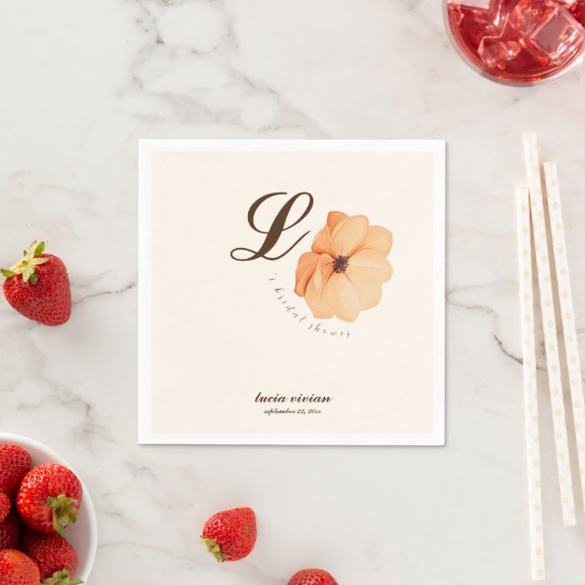 Elegant Golden Fall flowers Bridal Shower Napkins (Insitu)
