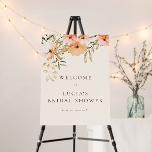Elegant Golden Fall flowers Bridal Shower Welcome Foam Board