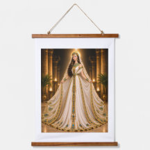 Elegant Golden Fantasy Woman Wall Tapestry – Luxur