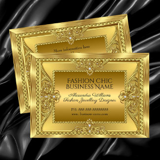 Elegant Golden Fashion Jewellery Designer Gold Business Card