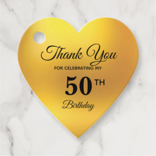 Elegant Golden Fifty Birthday Thank You Favor Tags