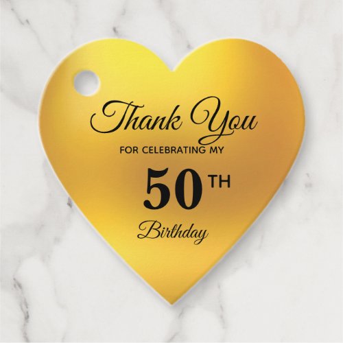 Elegant Golden Fifty Birthday Thank You Favor Tags