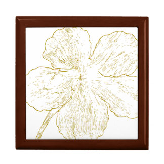 Elegant Golden Floral Hand-Drawn Wood Jewelry Gift Box