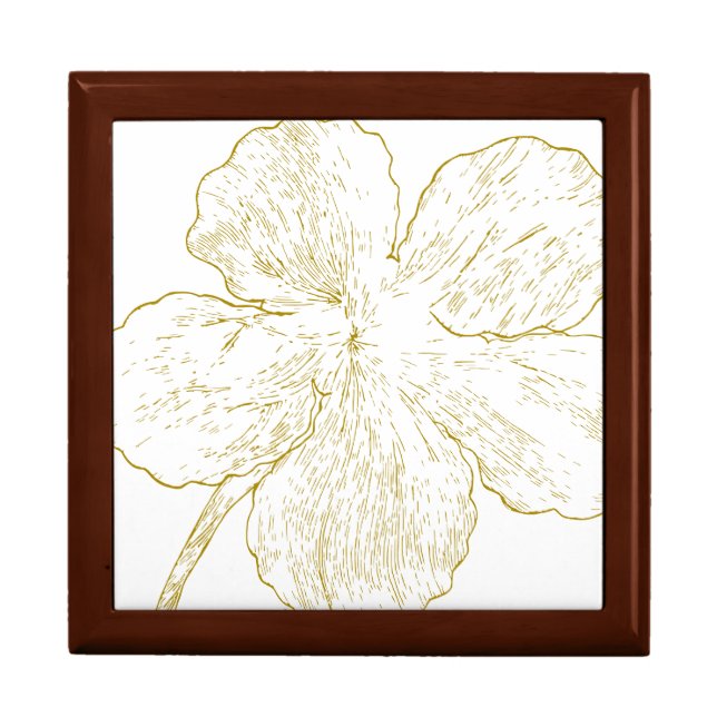 ​Elegant Golden Floral Hand-Drawn Wood Jewelry Gift Box (Front)