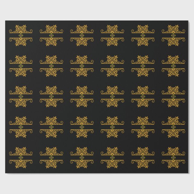 Elegant Golden Floral Ornament Baroque Style Wrapping Paper (Flat)