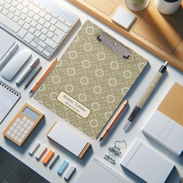 Elegant Golden Floral Ornamental Vintage Clipboard (Creator Uploaded)