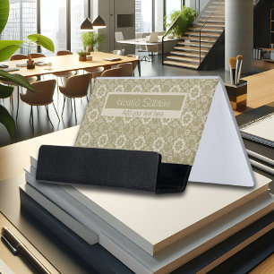 Elegant Golden Floral Ornamental Vintage Desk Business Card Holder