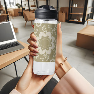 Elegant Golden Floral Ornamental Vintage Water Bottle