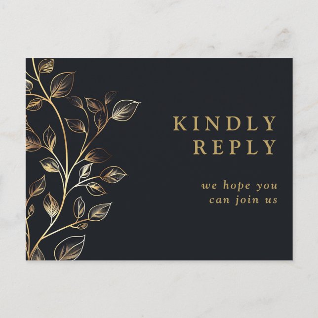 Elegant Golden Floral Song Request RSVP Postcard (Front)