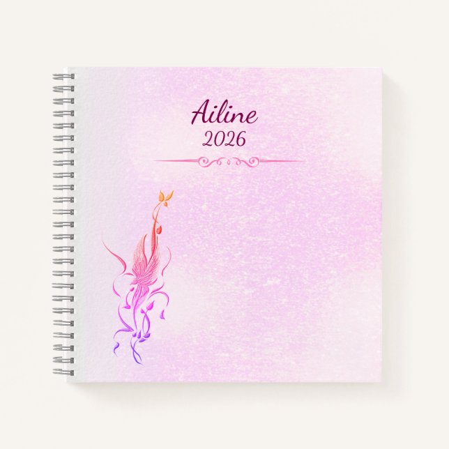 Elegant Golden Floral Vine spiral notebook  (Front)