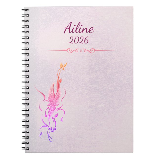 Elegant Golden Floral Vine spiral notebook  (Front)