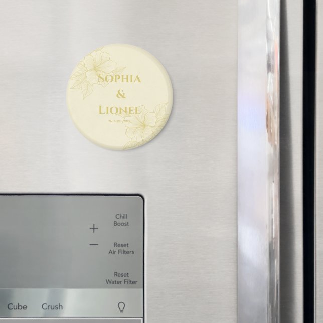 Elegant Golden Floral Wedding Magnet (In Situ (Fridge))