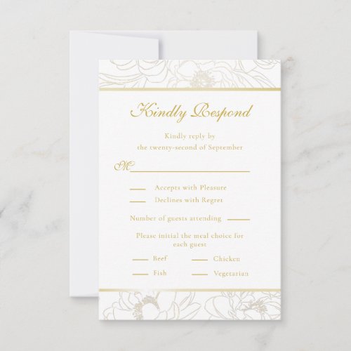 Elegant Golden Floral Wedding RSVP Card