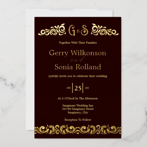 Elegant Golden Flourish Wedding  Foil Invitation