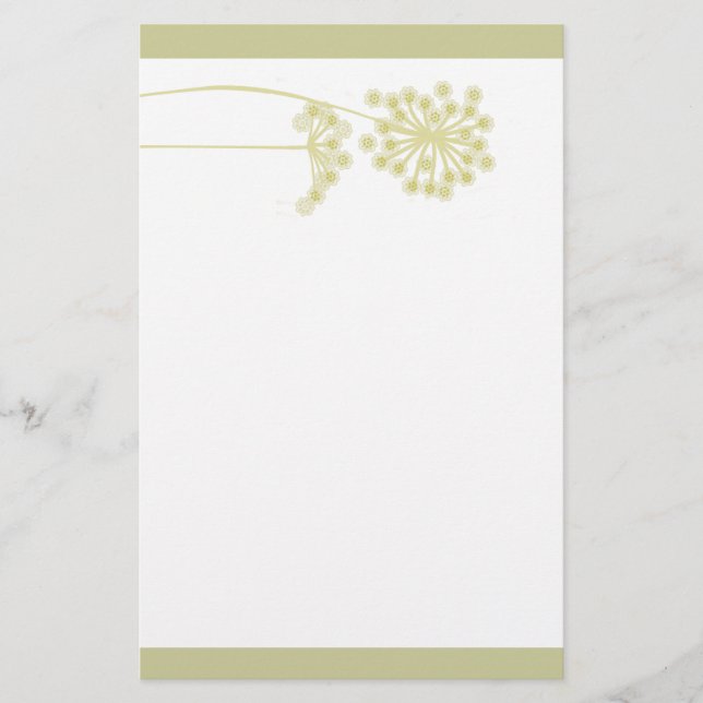 Elegant Golden Flower Design  Nature Stationery (Front)
