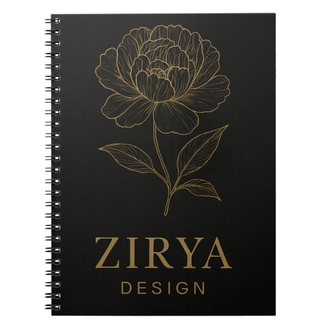 Elegant Golden Flower Notebook by Zirya Design (Front)