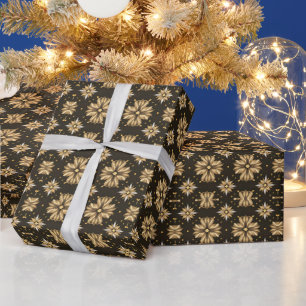 Elegant golden flowers pattern wrapping paper
