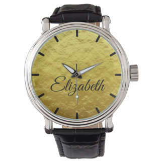Elegant Golden foil bubbles Customizable Name Watch