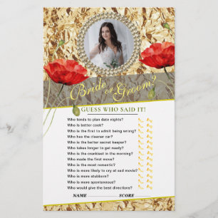 Elegant Golden Foil Photo Bridal shower Game