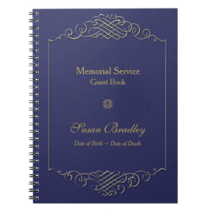 Elegant Golden Frame 2 Memorial Service Guest Book