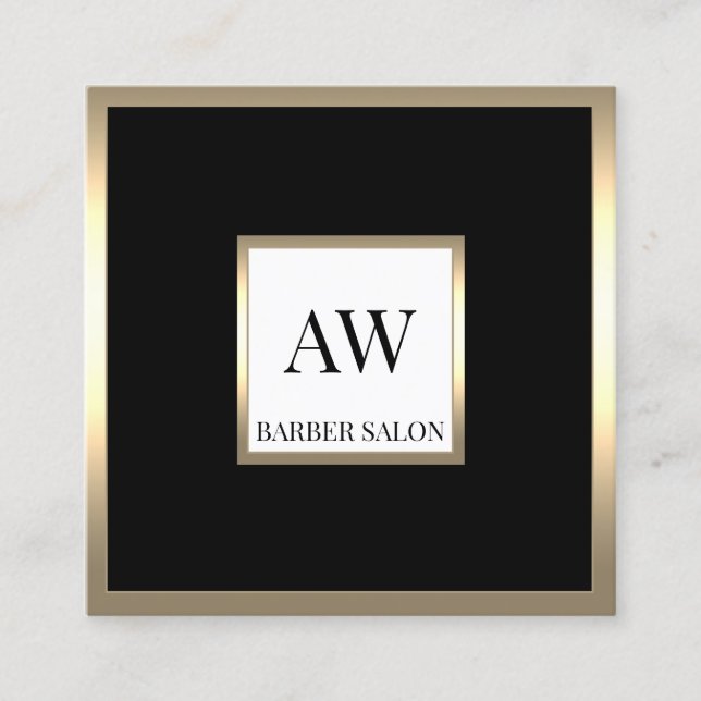 Elegant golden frame black business card (Front)