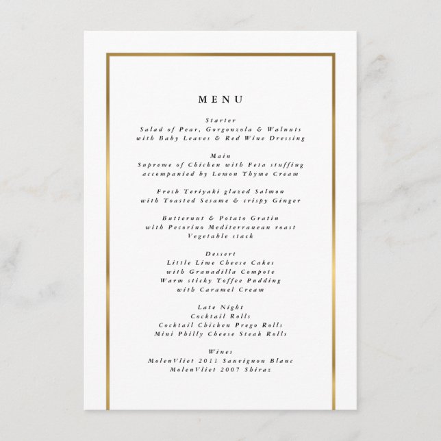 Elegant Golden Frame Menu (Front)