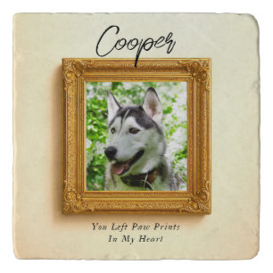 Elegant Golden Frame Photo Dog Memorial Trivet