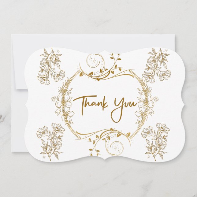 elegant golden frame thank you card (Front)