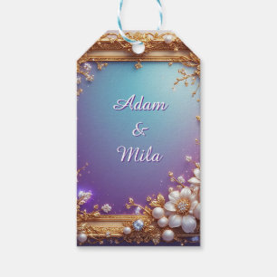 Elegant Golden Frame with Pearls Gift Tags