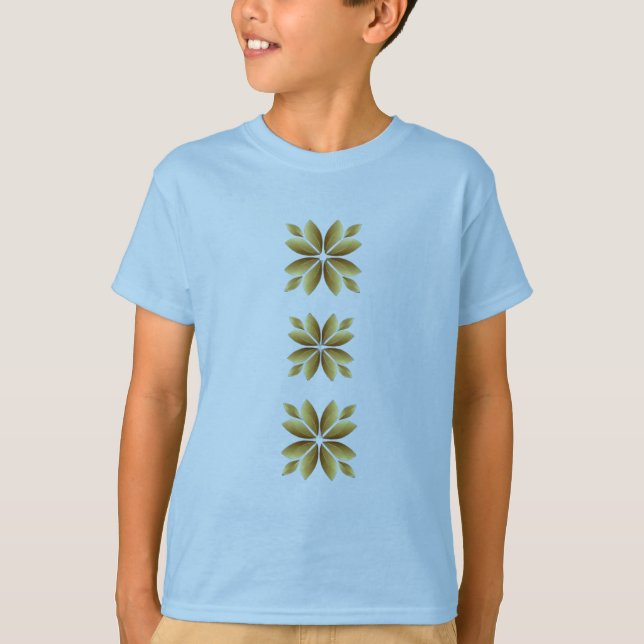 Elegant Golden Geometric Floral Pattern T-Shirt (Front)