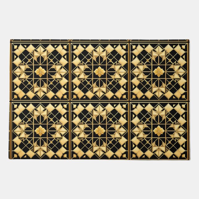 Elegant Golden Geometric Pattern Design Doormat (Front)