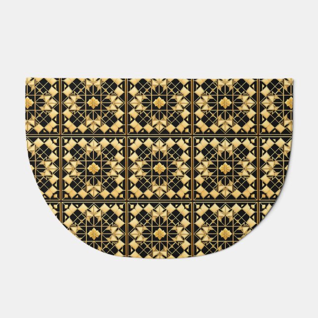 Elegant Golden Geometric Pattern Design Doormat (Front)