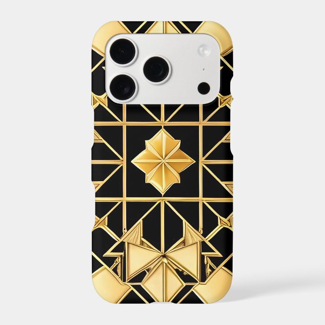 Elegant Golden Geometric Pattern Design Iphone Case (Back)