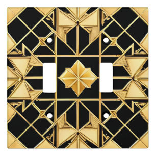Elegant Golden Geometric Pattern Design Light Switch Cover